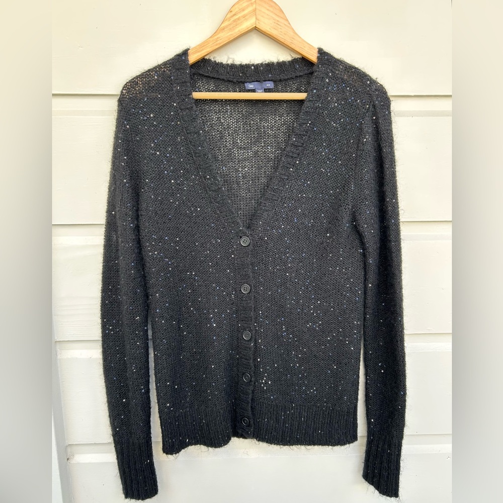 Gap Sequined Mohair Blend V-Neck Cardigan